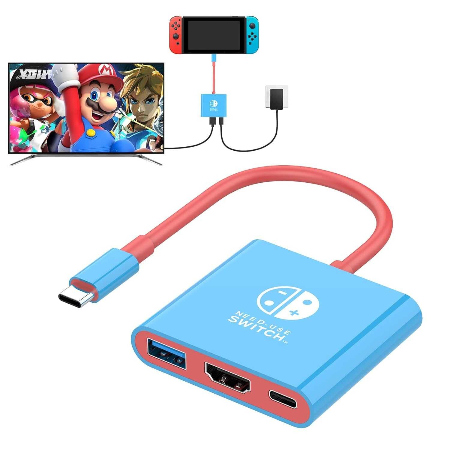 Adaptor Dock TV pentru Nintendo Switch, USB 3.0, PD 100W, 4K, 3 in 1