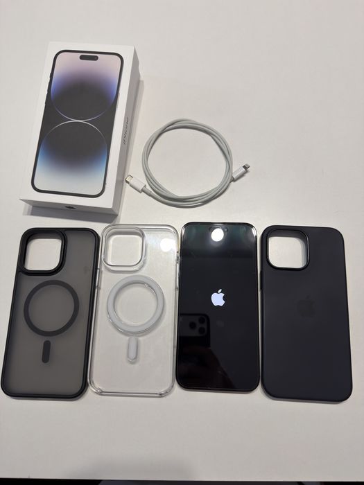 iPhone 14 pro max 256gb space black battery health 100% + 3 huse