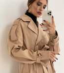 Бежевый oversize тренч плащ