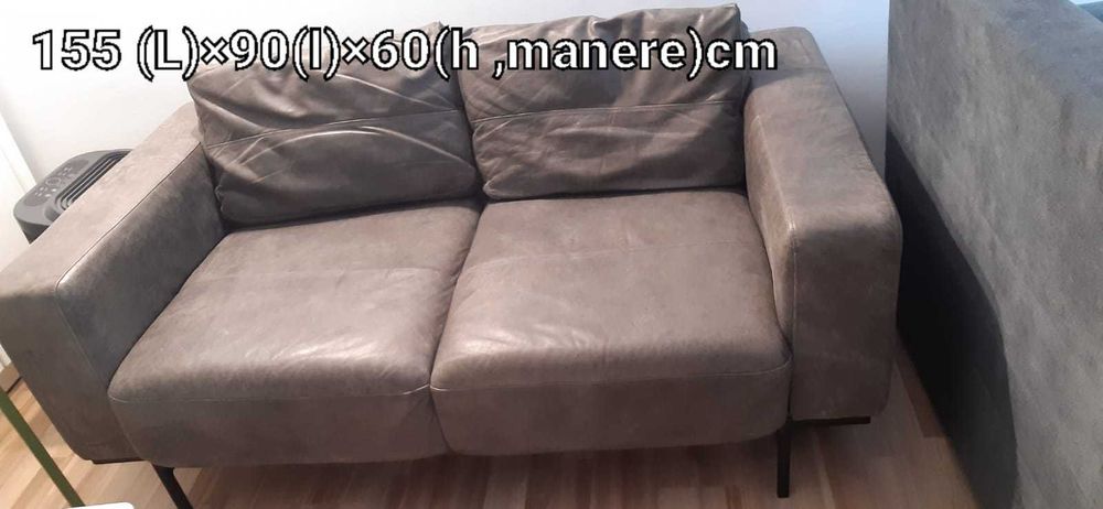 Canapea piele 2 locuri fixa