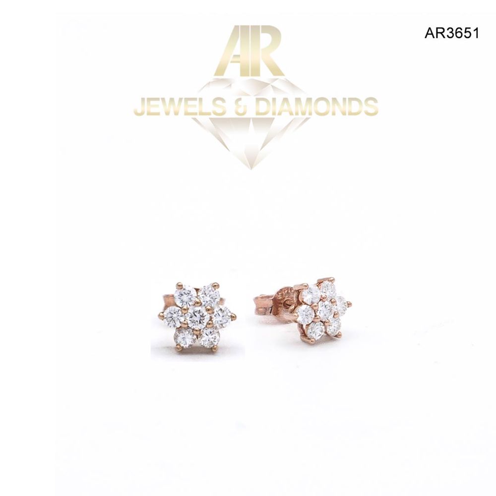 Cercei Aur Rose 14 L cu diamante model nou deosebit ARJEWELS(AR3651)