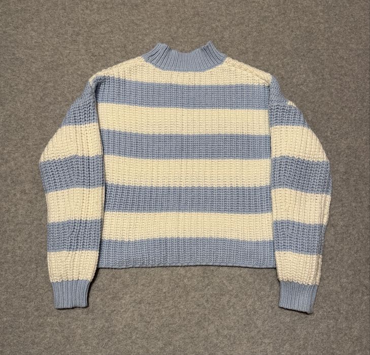 Pulover Cropp alb-bleu