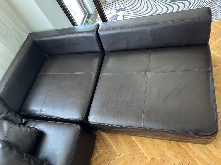 Кафяв, кожен диван