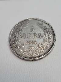 Сребърна монета 5 лв 1884