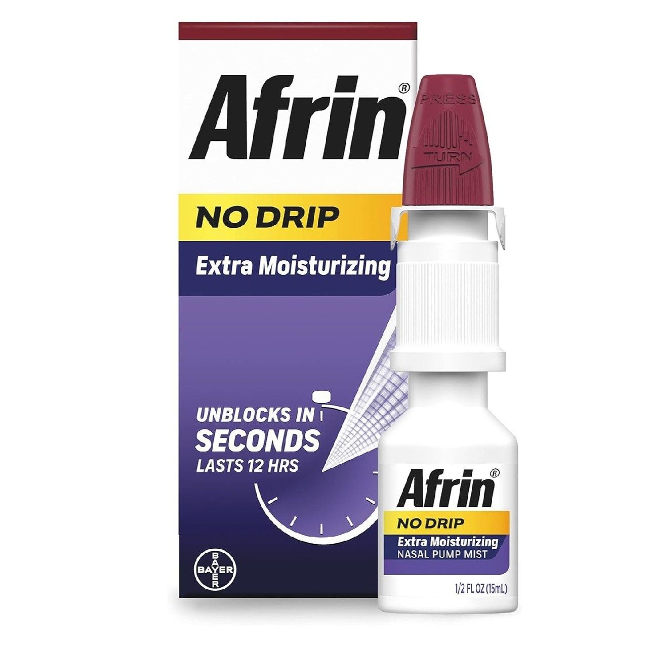 Afrin No Drip Extra Moisturizing, 12-часовой спрей для снятия заложенн
