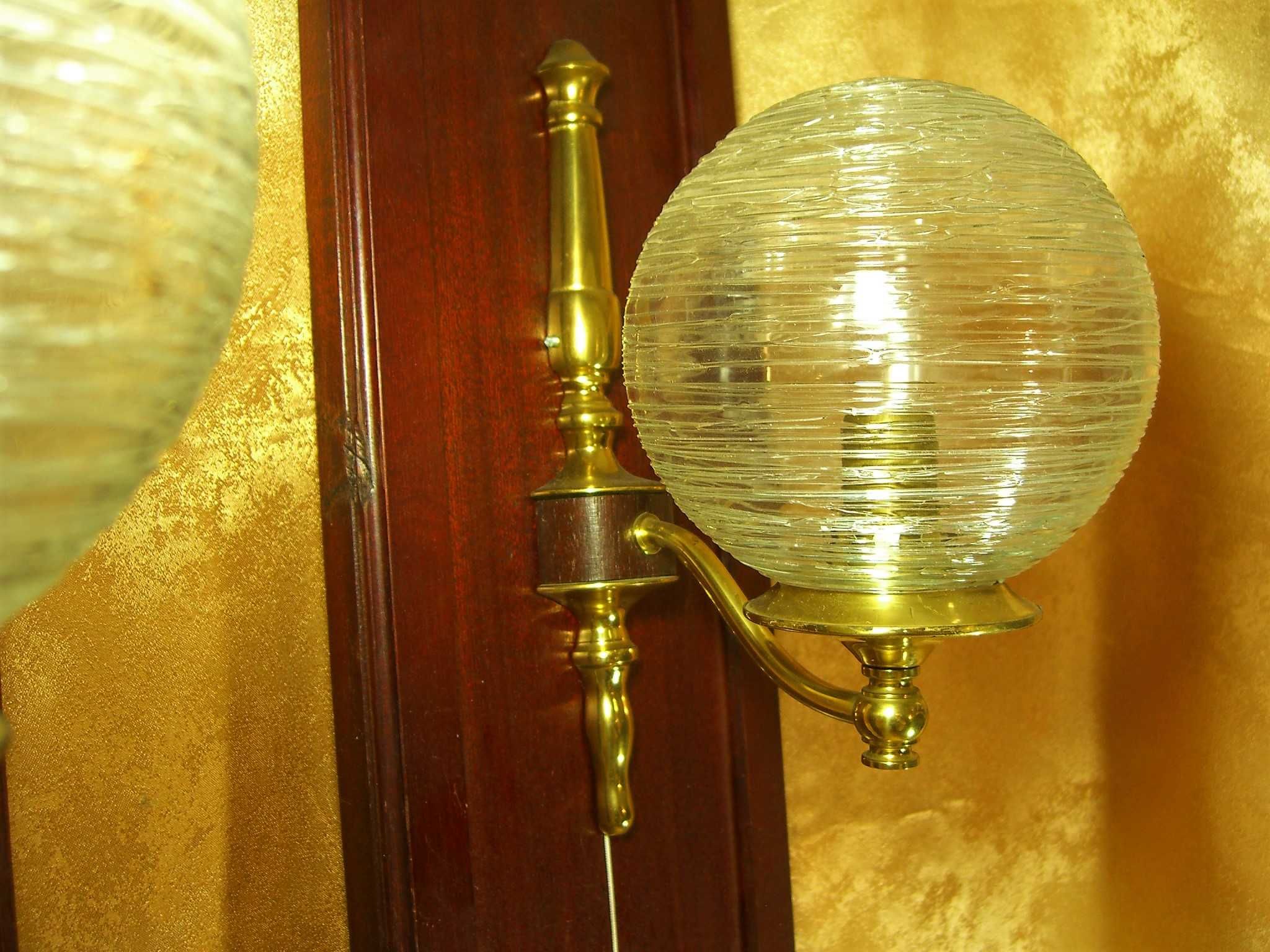 Aplice electrice panou mahon, bronz dore sticla Murano vintage