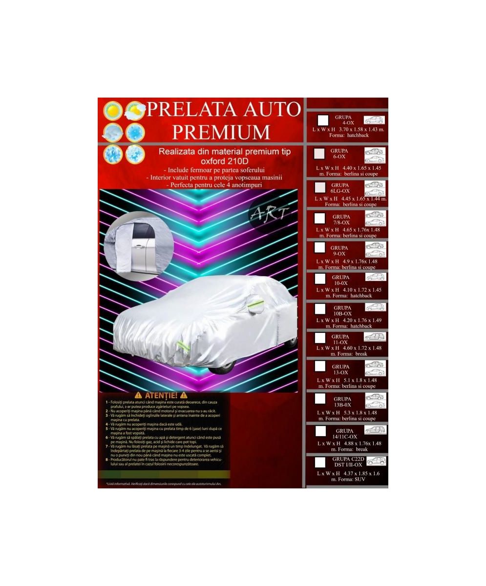 Prelata auto PREMIUM material OXFORD GRUPA 7/8 Dimensiuni