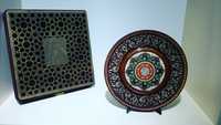 Национальный сувенир Резная тарелка с росписью ручная работа подарок