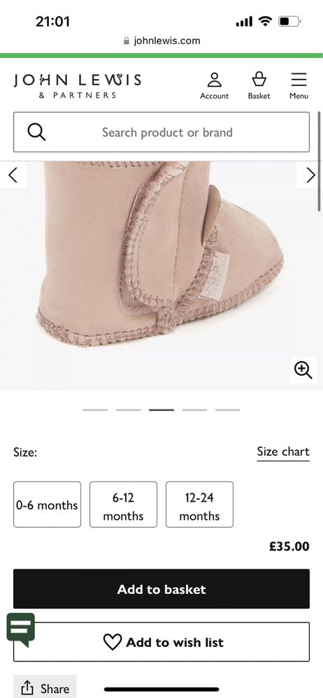 Nou- John Lewis UGG/botosei piele intoarsa 0-3 luni