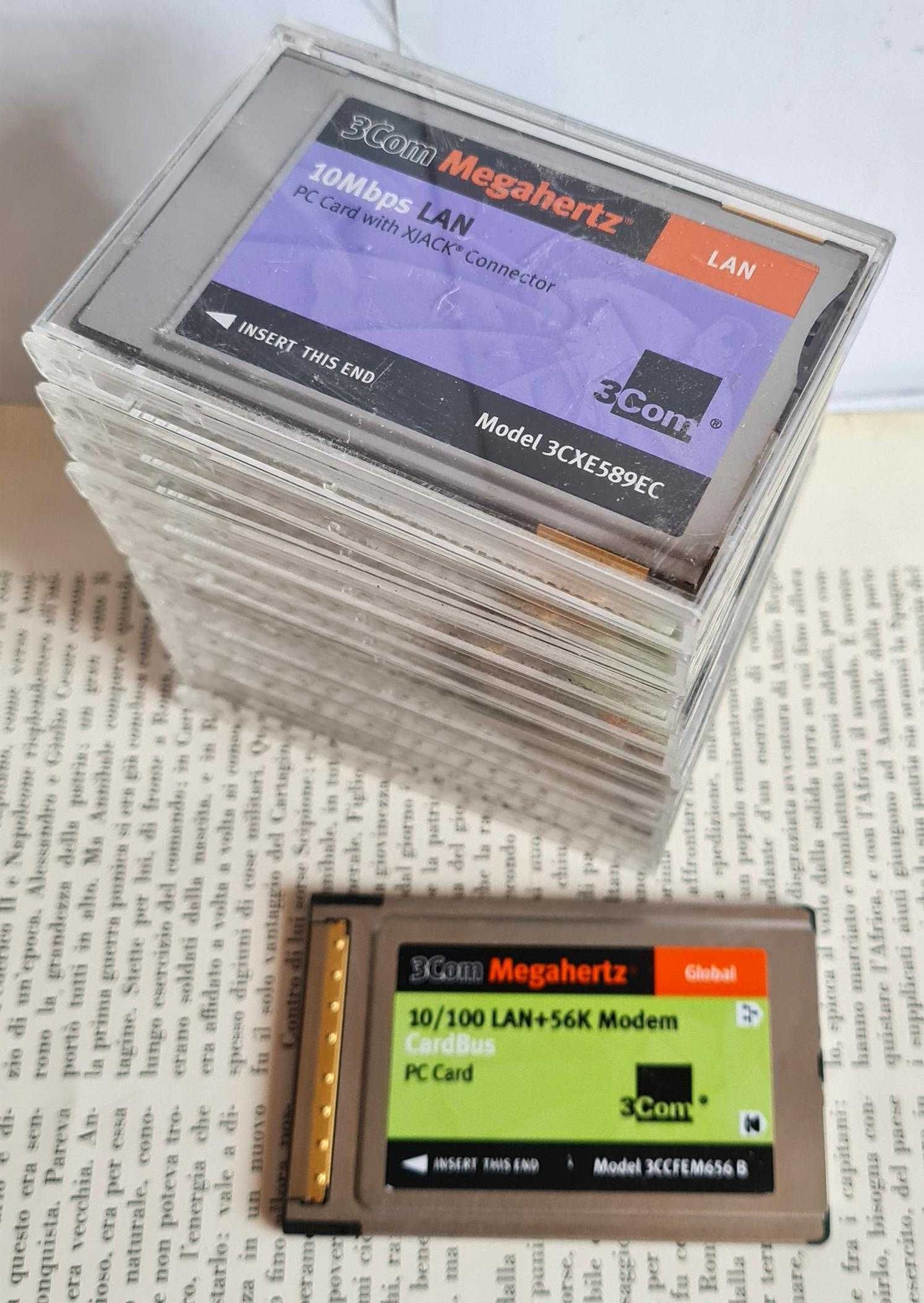 12 bucăți 3Com Megahertz PC Card-uri, condiții foarte bune