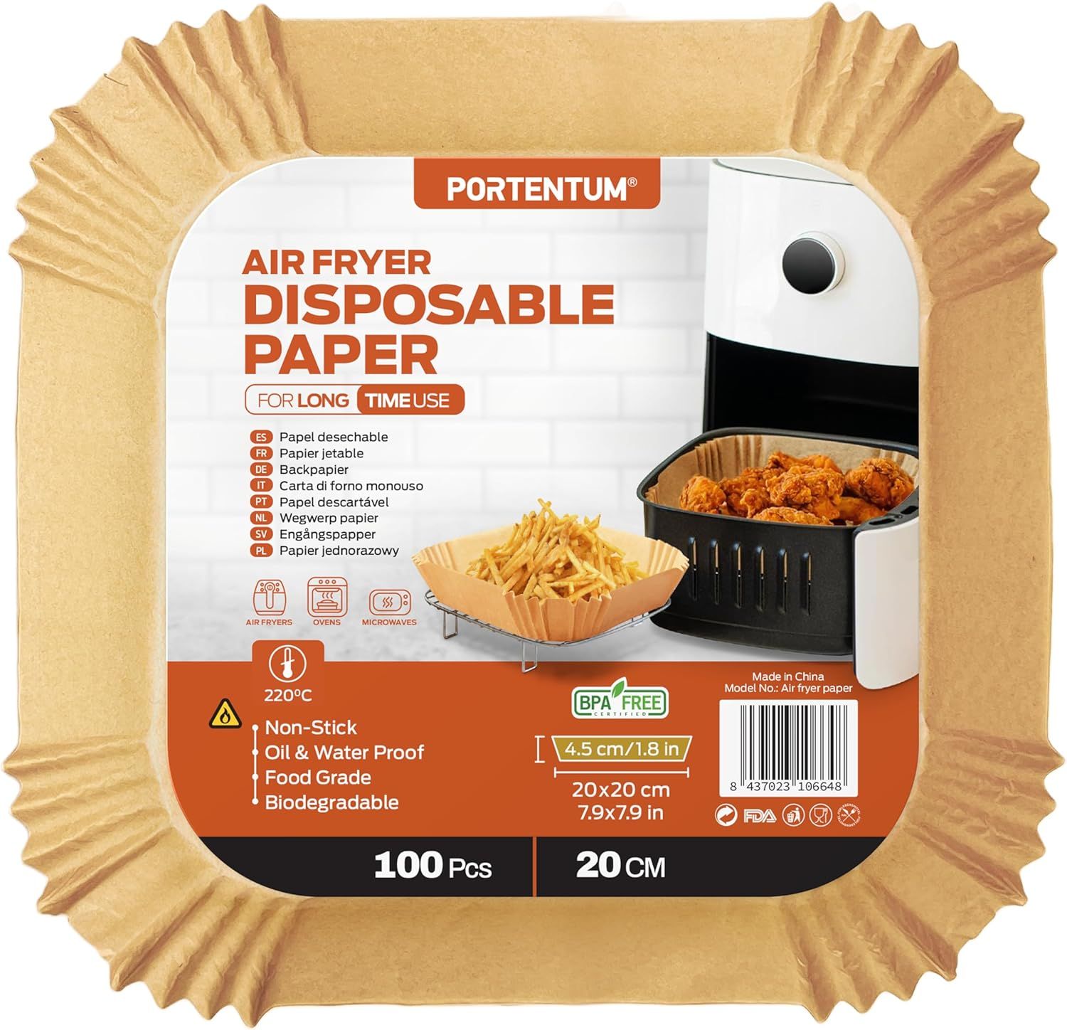 Hartie de copt pentru friteuza cu aer – 100 bucati, 20-24 cm | 106648