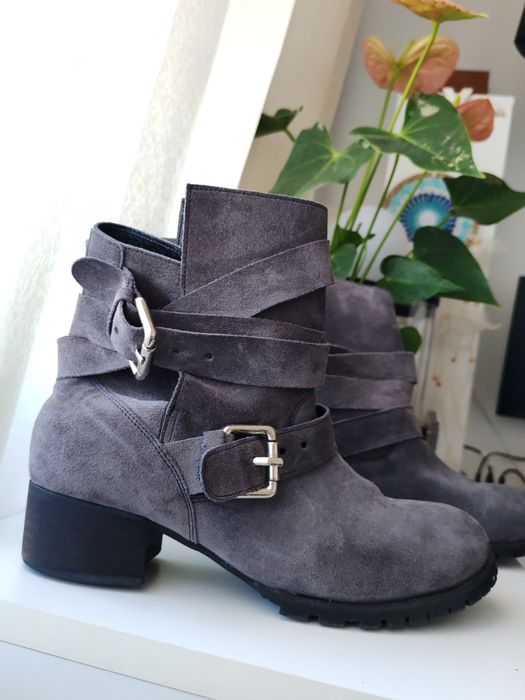 Botine damă 40 piele naturală întoarsă suede
