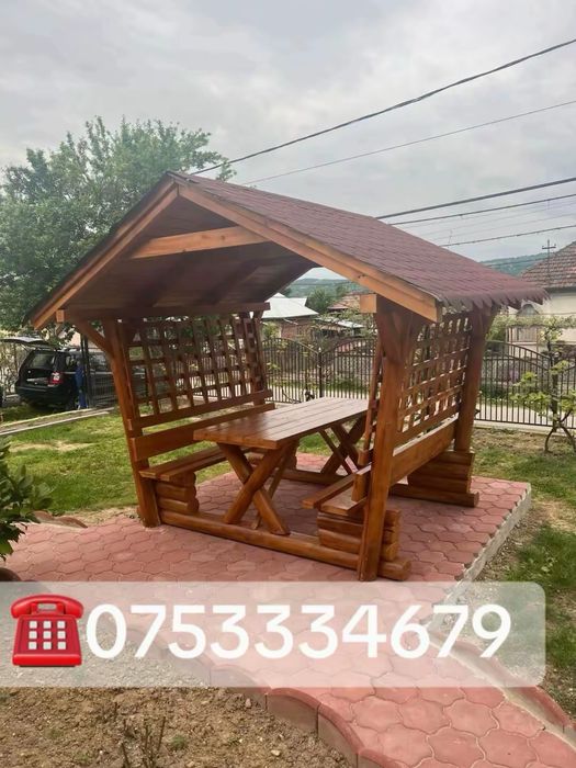 Foisor rustic din lemn masiv pentru gradina si terasa