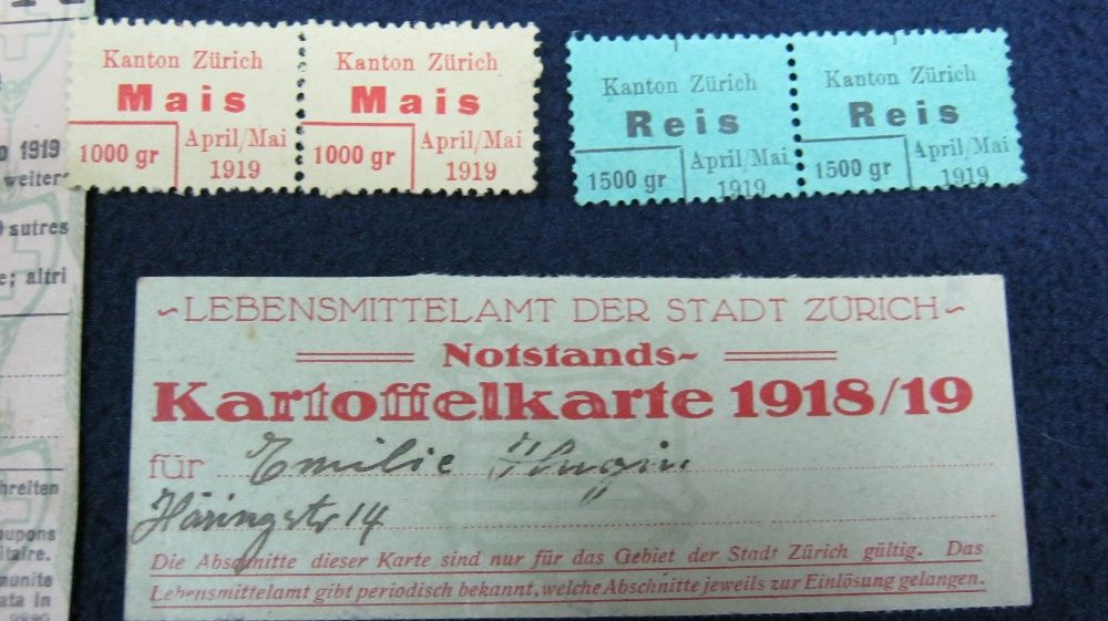 Cartele de rationalizare alimente,WW1,Elvetia.1915-1919.