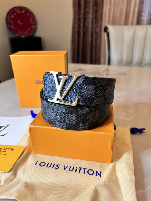 Curea Louis Vuitton Black Grid 115cm/Catarama Gold/Full Box