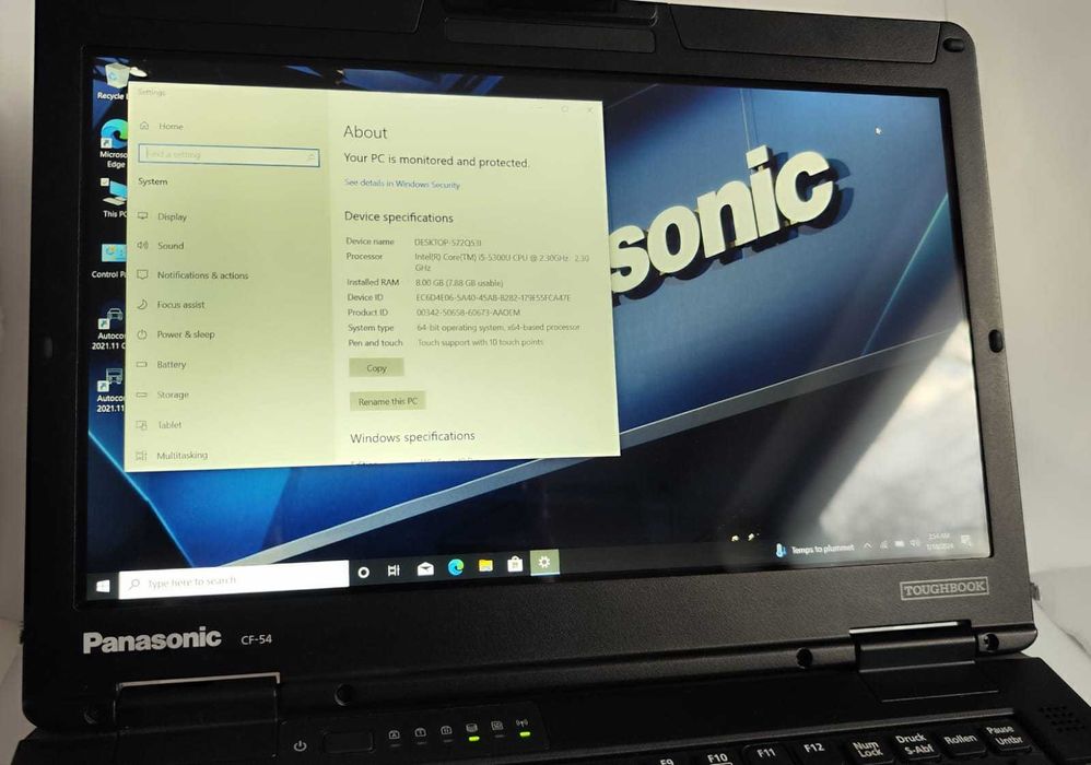 Laptop militar Panasonic I5 CF-54 I5 FHD Touch 8GB 256GB SSD Auto
