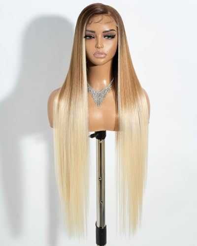 Нова Супер Дълга Ombre Перука Синтетична 13x4 коса жени прическа