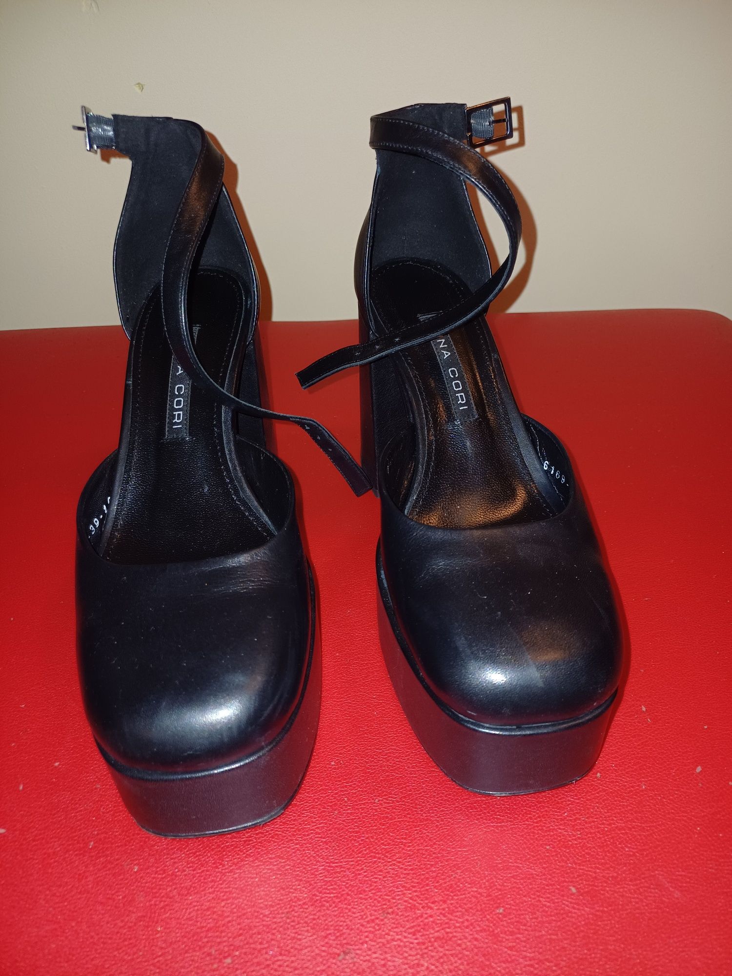 ANNA CORI Pantofi Eleganti Dama Vitello Negru marimea 39