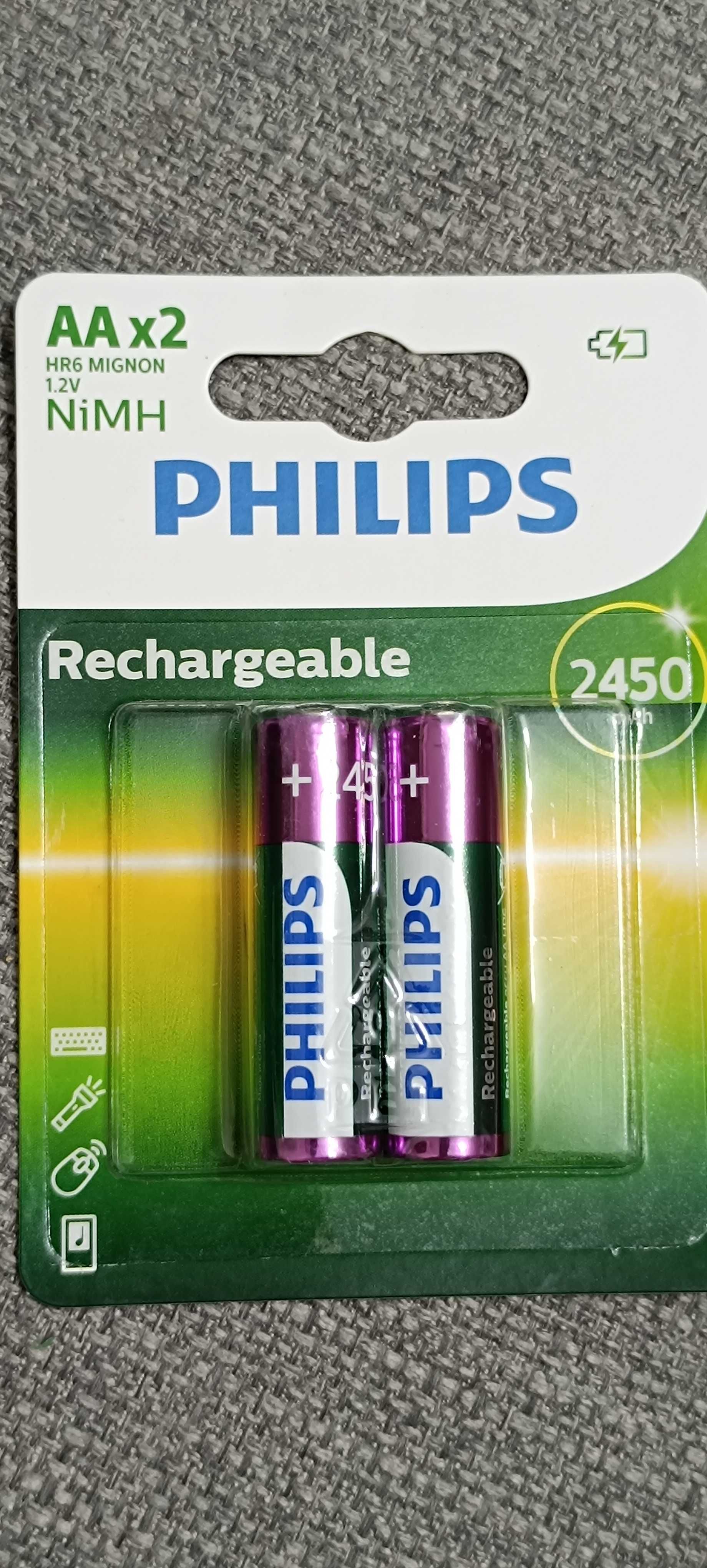 Аккумуляторные батарейки АА, Philips 2450 mAh. NiMH