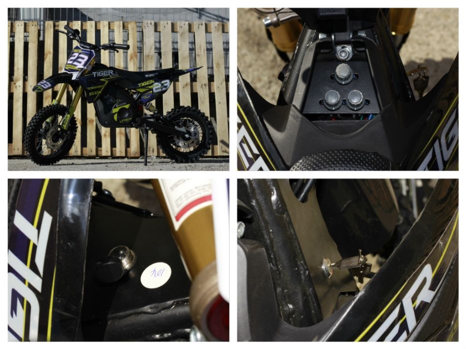 Motocicleta electrica pentru copii Eco Tiger 1000W 36V 12/10 #Albastru