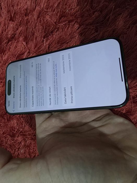 -Iphone 15Pro, ca Nou, 128Gb, 8Ram, bat: 88%, Blue Titanium, ireprosab