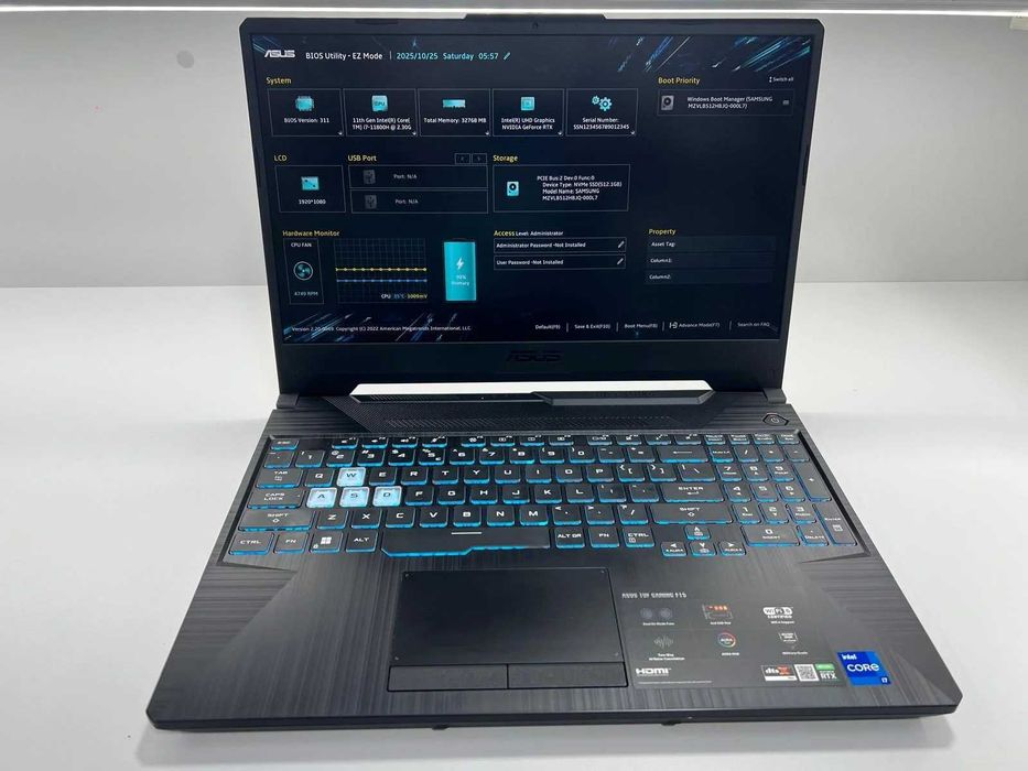 Laptop SH Gaming ASUS TUF F15 i7-11800H RTX 3050 4gb 512gbSSD Ram 32gb