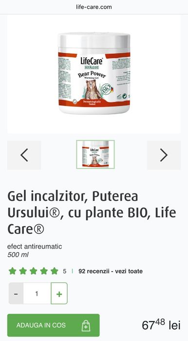 Gel incalzitor Puterea Ursului Lifecare