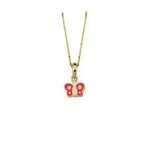 Colier aur galben 14k cu pandant fluture rosu - DA612