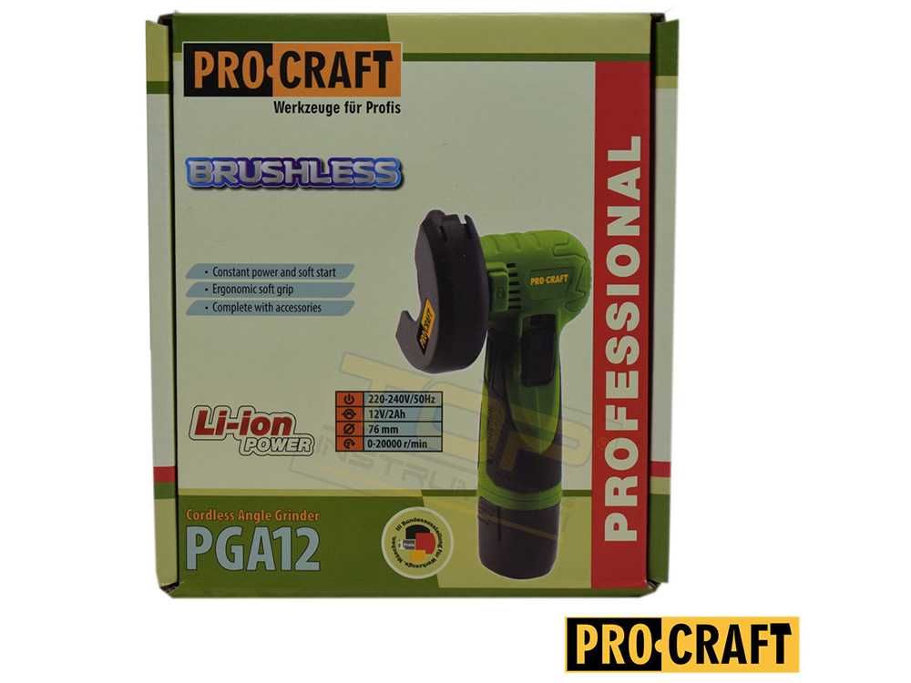 Акумулаторен ъглошлайф 12V, 2h, 76мм., 20000 об., PROCRAFT PGA12