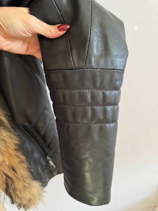 Дамско яке естествена кожа с естествен пух, С-М размер