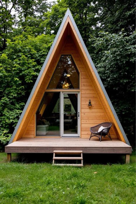 Cabane tip A-frame din lemn izolate case de vacanta  accept auto