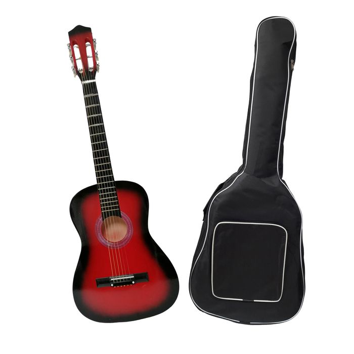 Chitara clasica, 95 cm, lemn, Clasic, rosu, husa inclusa