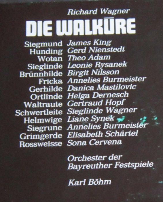 rar Die Walkure Walkiria Wagner dir.Karl Bohm 4LP Bayreuth