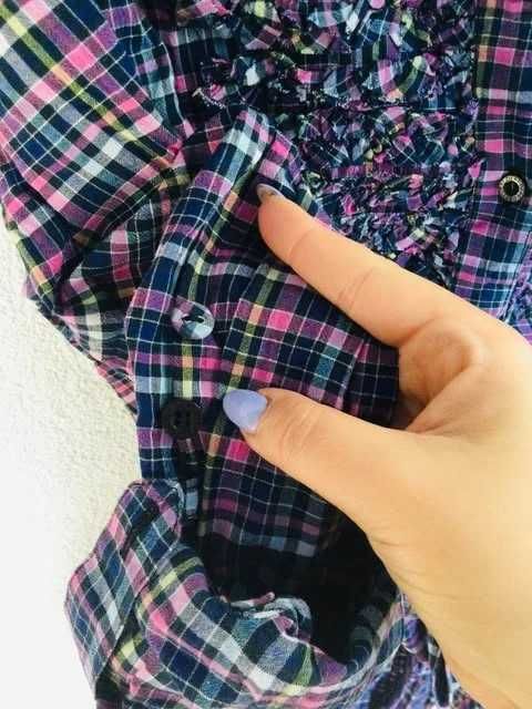 Cămașă lungă cu cordon în carouri roz