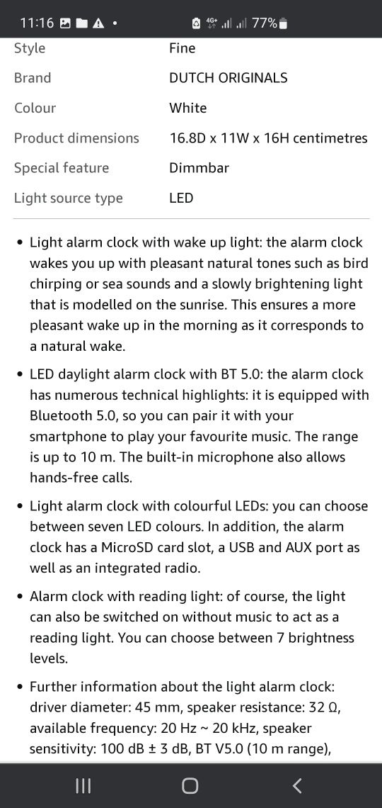 Lampa /radio led multicolor cu alarma trezire si bluetooth