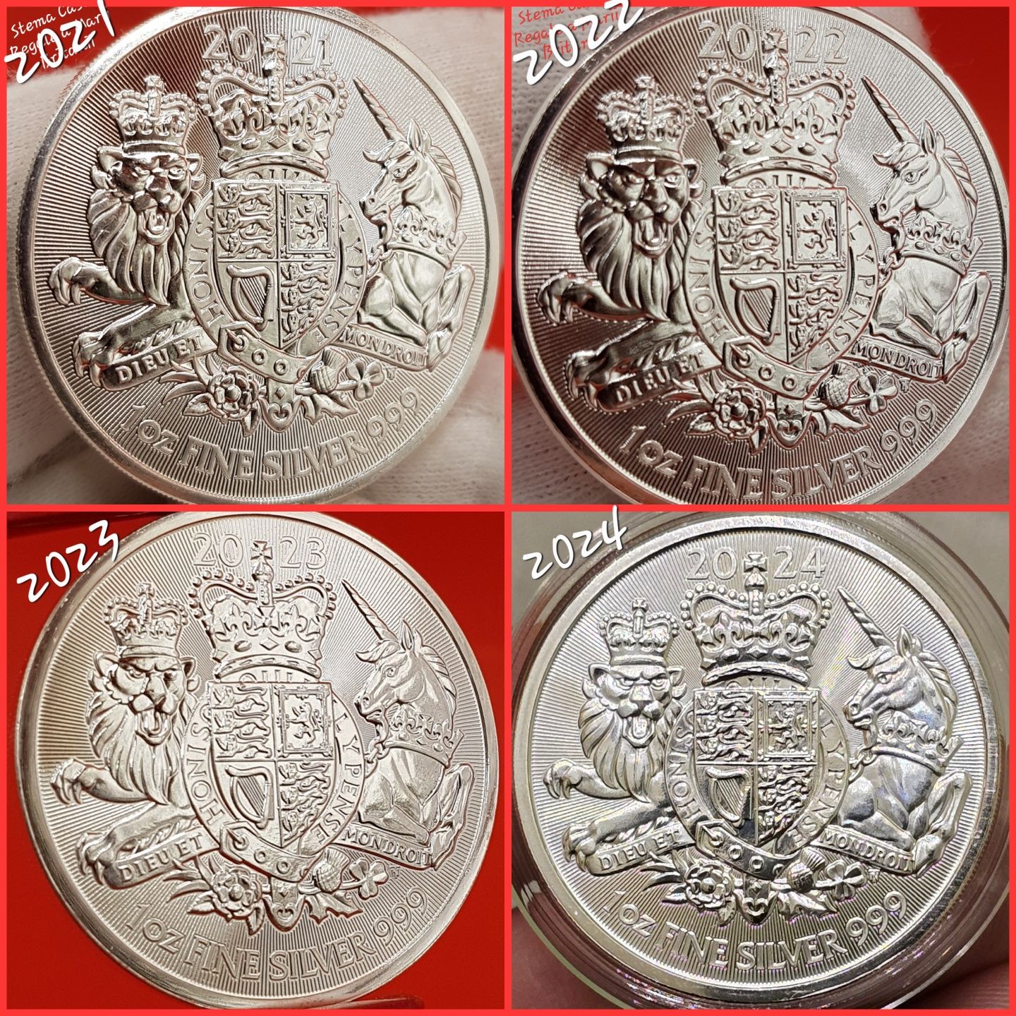 UK Royal Mint Britania Mituri monede lingou argint 999