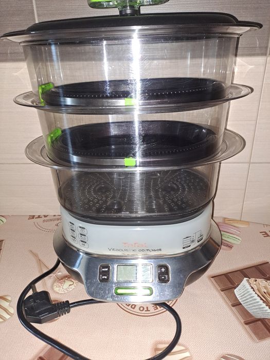 Aparat de gatit cu aburi Tefal VS400333 VitaCuisine Compact, 3 course