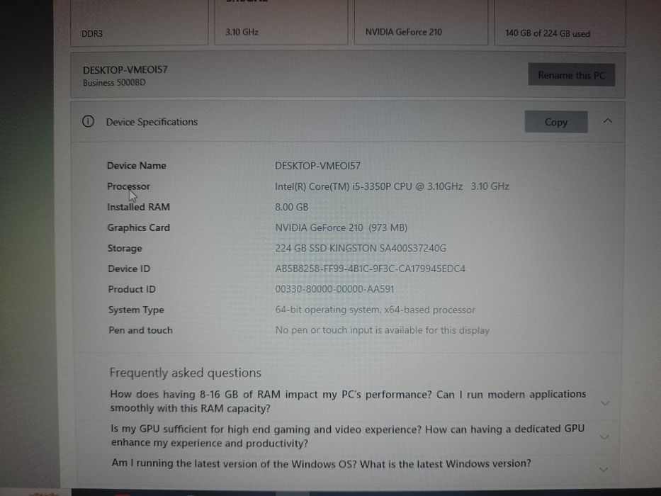 Vând desktop Intel Core I5-330P