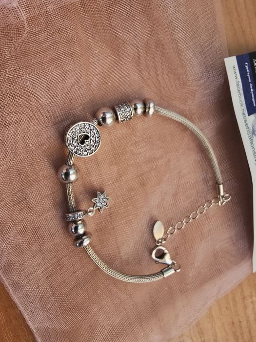 Сребърна гривна 17+5см