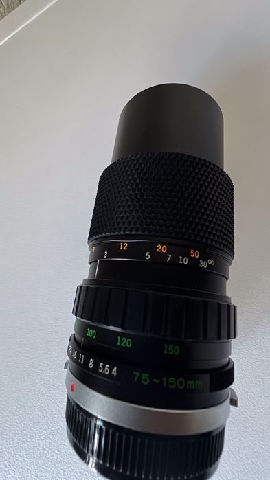 Obiectiv Olympus OM Zuiko cu zoom automat 75~150 mm F4 MF din Japonia