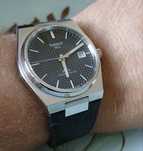 Tissot PRX Black Dial Powermatic 80 Leather Strap Men's Watch