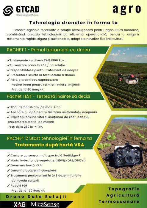 Tratamente fitosanitare cu dronă agricolă