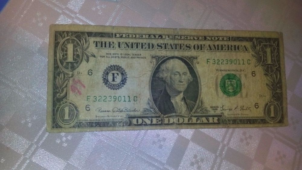 vand bancnota de 1 dolar american 1969 seria F