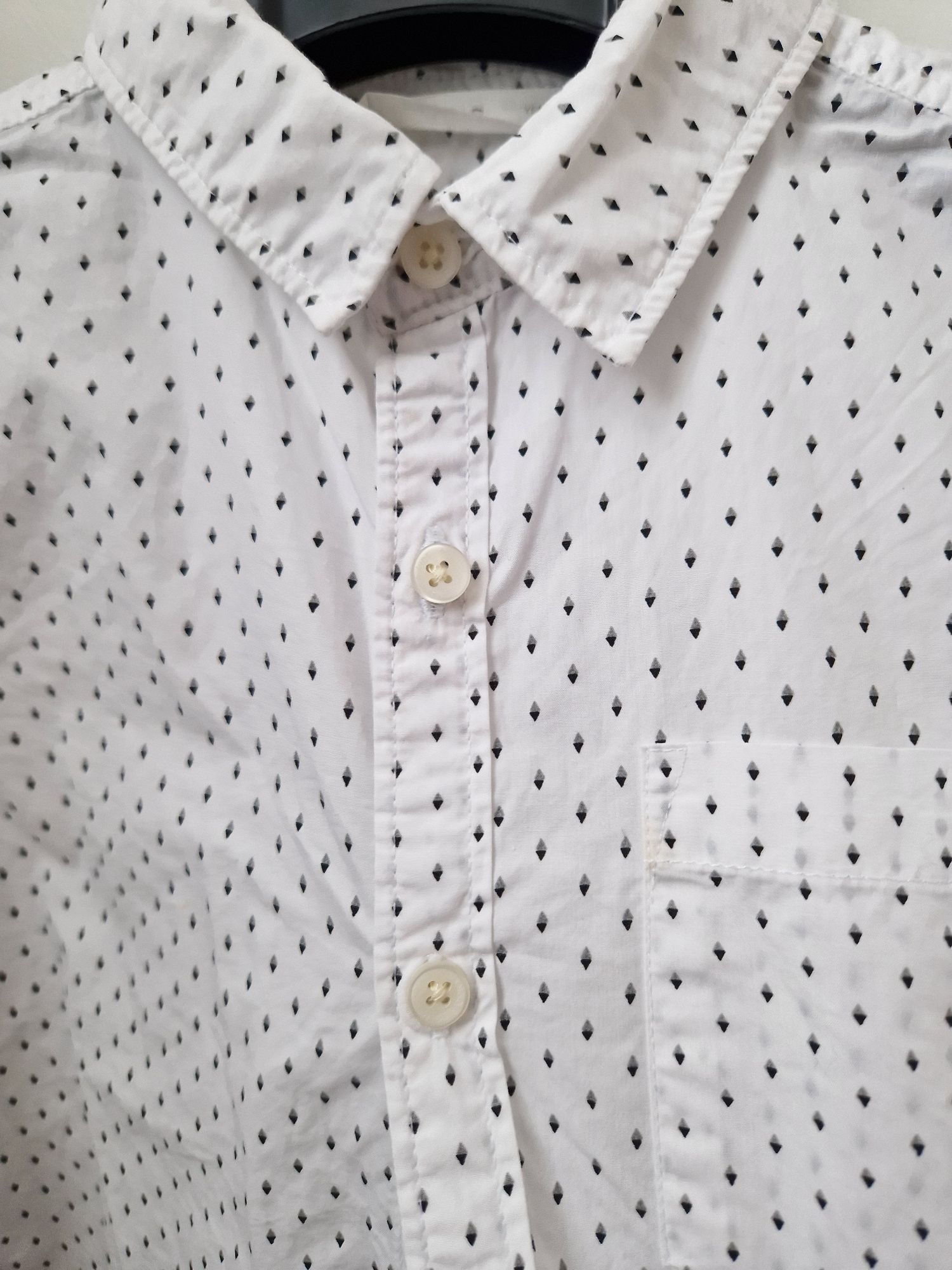 Памучна риза в бяло за момче на Манго/Mango размер 7г, 122см