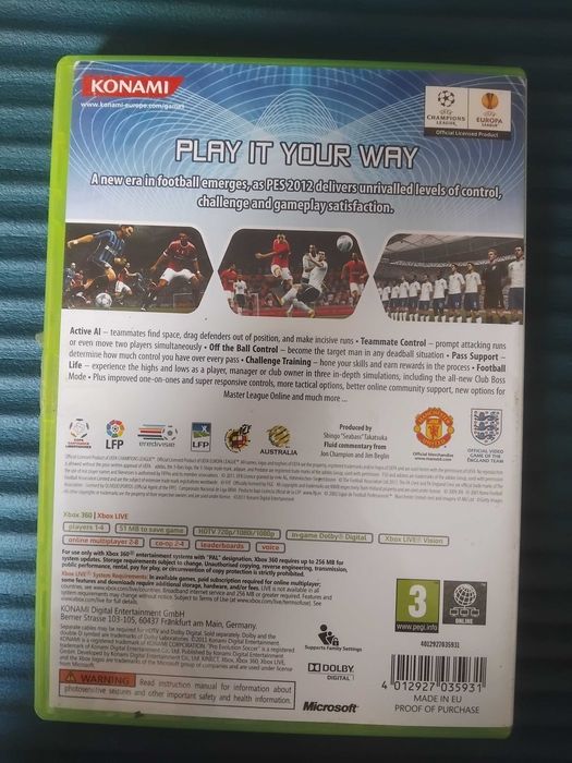 Pro evolution soccer 2012 PES - оригинална игра за XBOX