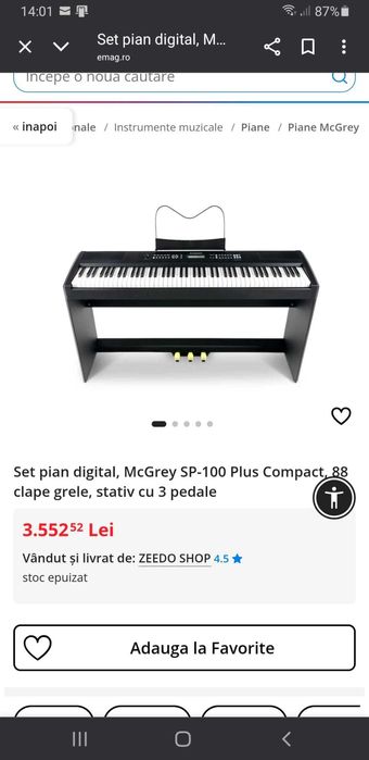 Vand Pian Digital McGrey SP-100-plus Compact Stage Piano Set Complet