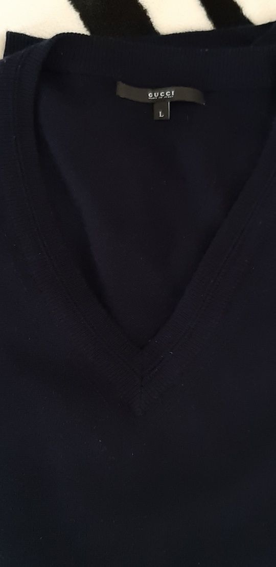 Pulover barbati Gucci,autentic,casmir pur 100%,bleumarin,superb XL