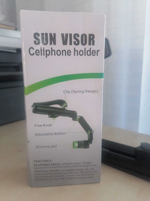 Suport auto pentru telefon cu prindere pe parasolar
