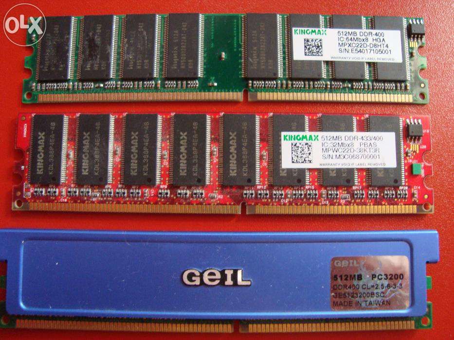 Memorie RAM (1 BUC. 512 Mb DDR-433 kingmax si 1 bucata 512 Mb DDR-400