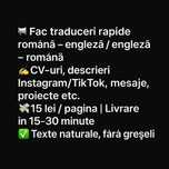 Traduceri rapide română – engleză / engleză – română (livrare 30 min)
